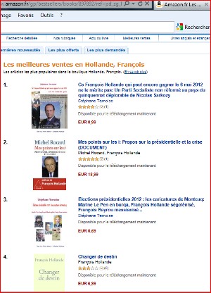 ventes sur amazonle 22 avril ebooks François Hollande